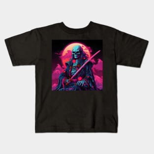 Samurai Skeleton Vaporwave Kids T-Shirt